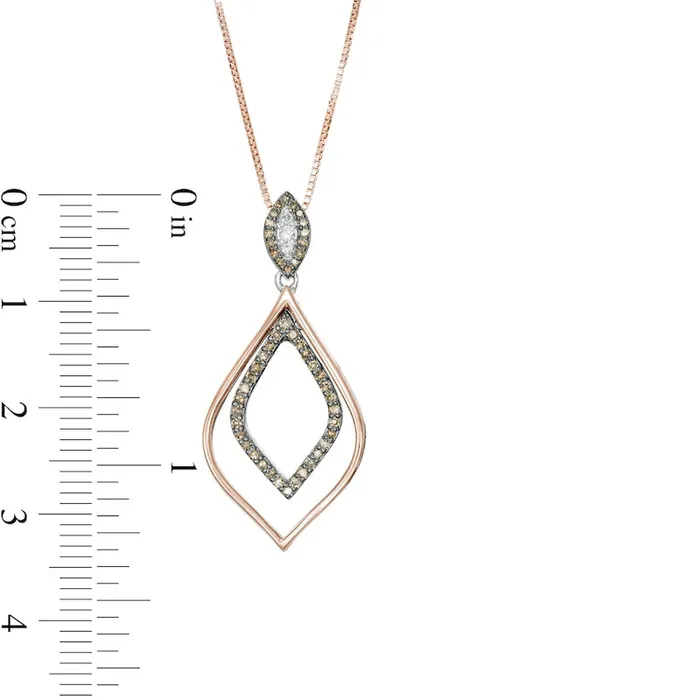 025 CT TW Enhanced Champagne and White Natural Diamond Double Marquise Outline Pendant in Sterling Silver and 10K Rose Gold Goldia Necklaces 025 CT TW Enhanced Champagne and White Natural Diamond Double Marquise Outline Pendant in Sterling Silver and 10K Rose Gold Goldia Necklaces