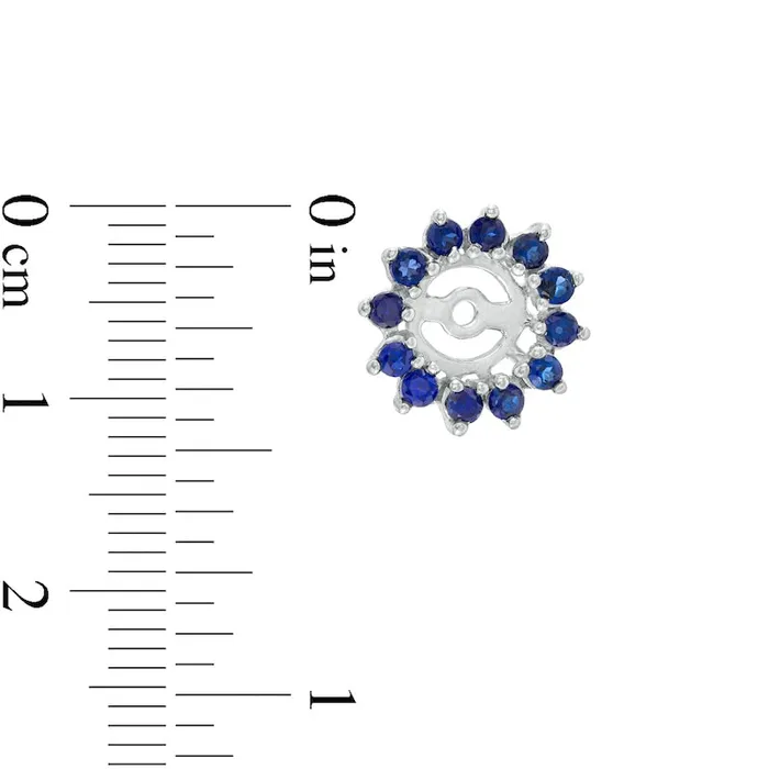 Goldia Earrings Blue Sapphire Flower Frame Stud Earring Jackets in 14K White Gold Goldia Earrings Blue Sapphire Flower Frame Stud Earring Jackets in 14K White Gold