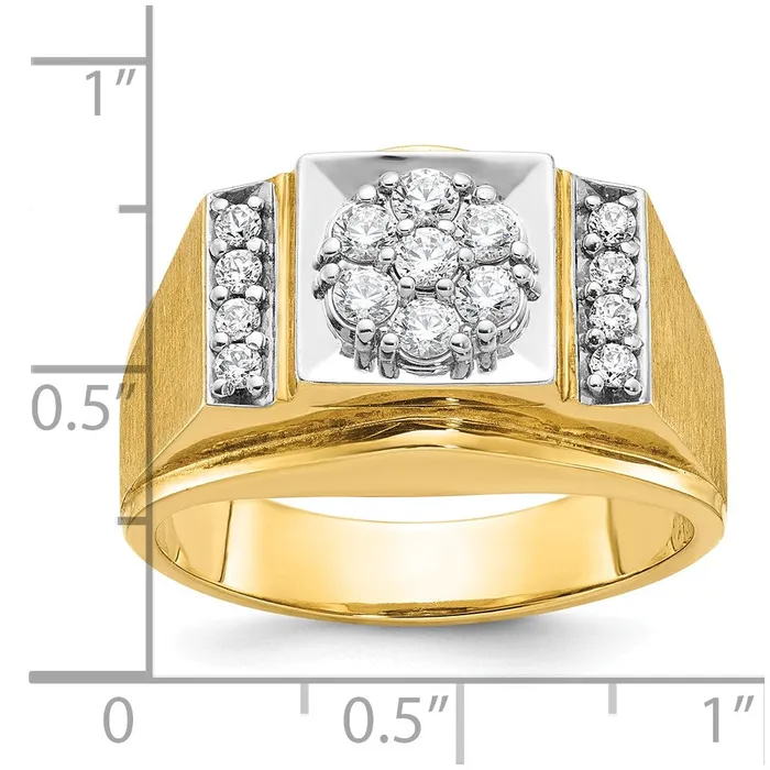 Goldia Rings 14k Twotone Gold Mens Polished and Satin 12 carat Diamond Complete Ring