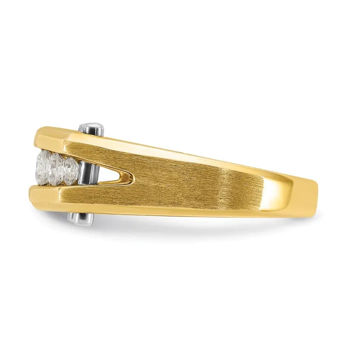 Goldia Rings 14k Twotone Gold Mens Polished and Satin 12 carat Diamond Complete Ring