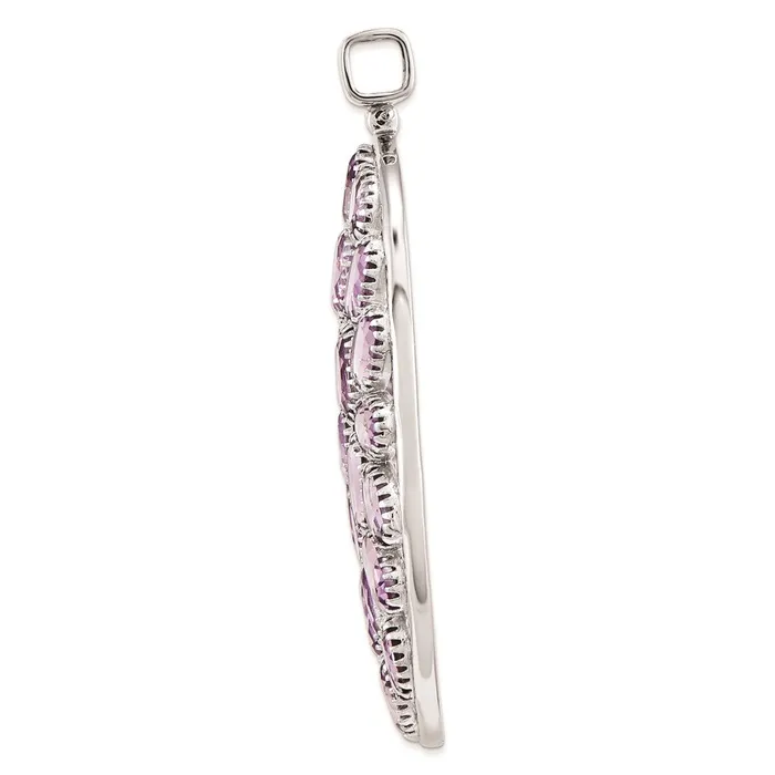 Necklaces Goldia Sterling Silver Rhodium Plated Oval Amethyst Pendant