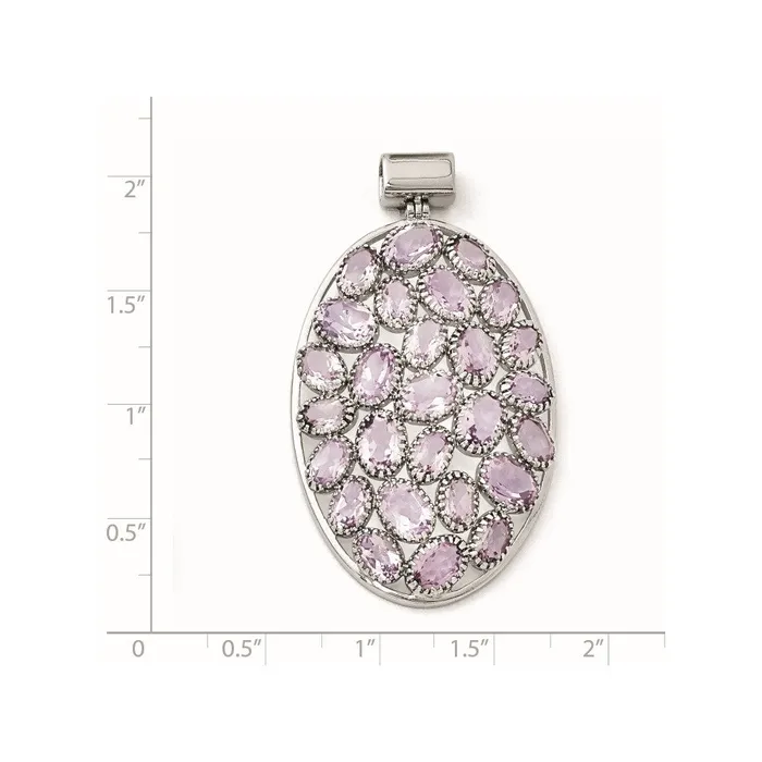 Necklaces Goldia Sterling Silver Rhodium Plated Oval Amethyst Pendant