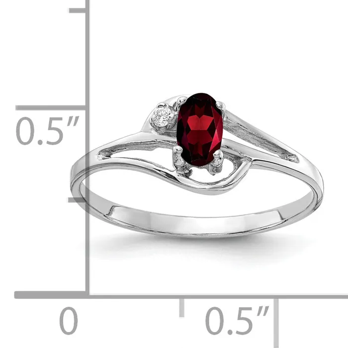 Rings Solid 14k White Gold 5x3mm Oval Simulated Garnet VS CZ Ring Goldia