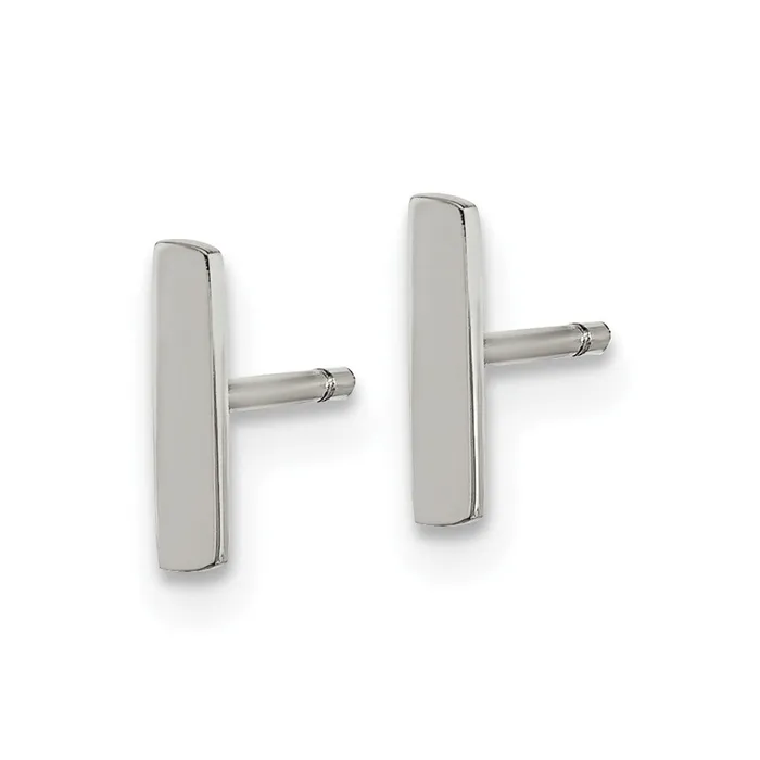Earrings TreasureFineJewelers Stainless Steel Polished Vertical Bar Earrings