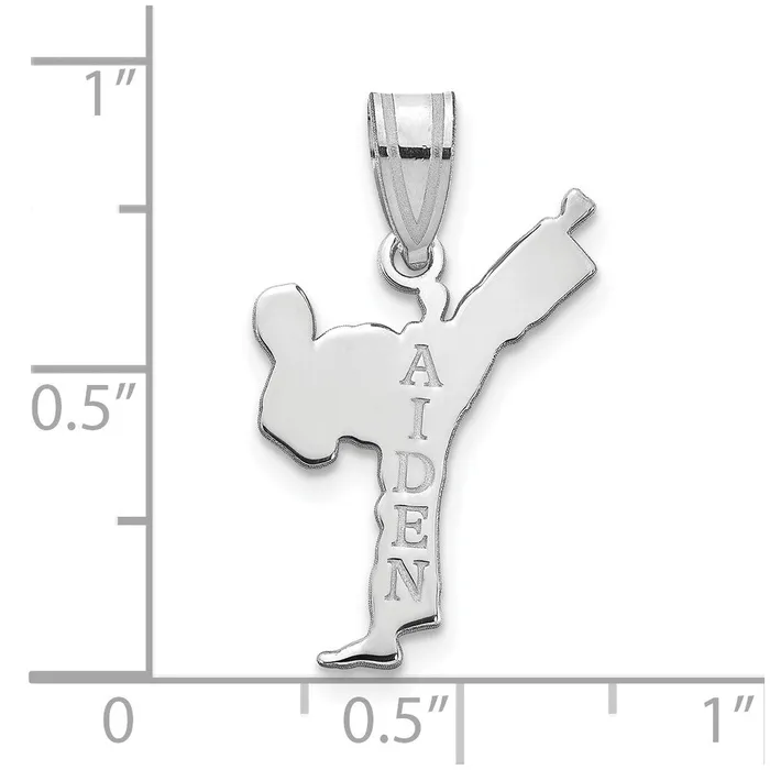 Necklaces TreasureFineJewelers 10k White Gold Personalized Boy Karate Pendant