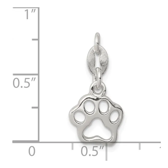 Rings TreasureFineJewelers Sterling Silver Polished Paw Print Charm