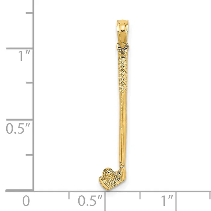 TreasureFineJewelers Charm Necklaces 14k 3D Single Golf Club with Ball Charm