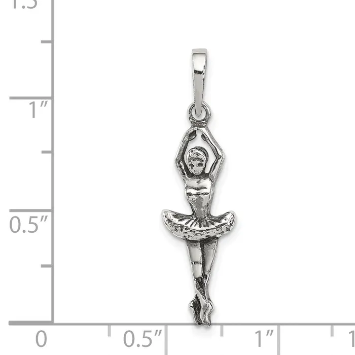 TreasureFineJewelers Necklaces Sterling Silver Antiqued Ballerina Pendant