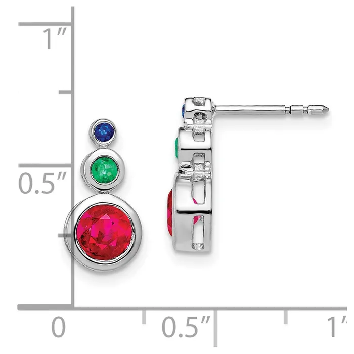 14k White Gold Ruby Emerald and Sapphire EarringsWBCEM7221RSEW WB Choice Jewelry Earrings 14k White Gold Ruby Emerald and Sapphire EarringsWBCEM7221RSEW WB Choice Jewelry Earrings