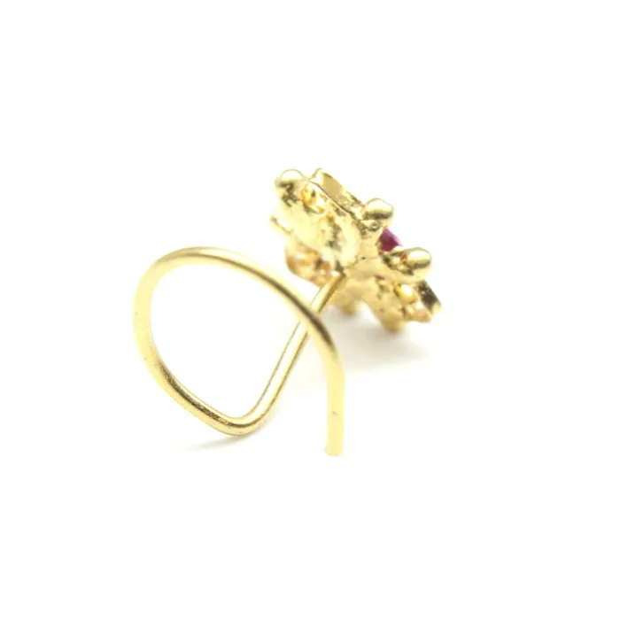 Rings Karizma Jewels Designer Gold Plated Indian Style Nose Studs CZ Corkscrew Select nose ring
