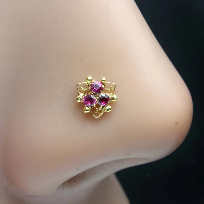 Rings Karizma Jewels Designer Gold Plated Indian Style Nose Studs CZ Corkscrew Select nose ring