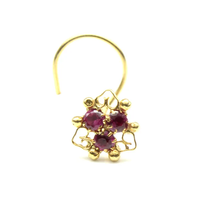 Rings Karizma Jewels Designer Gold Plated Indian Style Nose Studs CZ Corkscrew Select nose ring