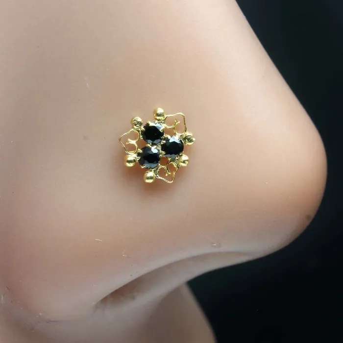 Rings Karizma Jewels Designer Gold Plated Indian Style Nose Studs CZ Corkscrew Select nose ring