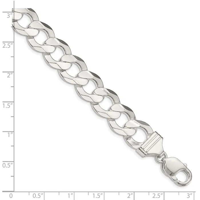Rings WB Choice Jewelry Sterling Silver 138mm Concave Beveled Curb ChainWBCQCBC35022