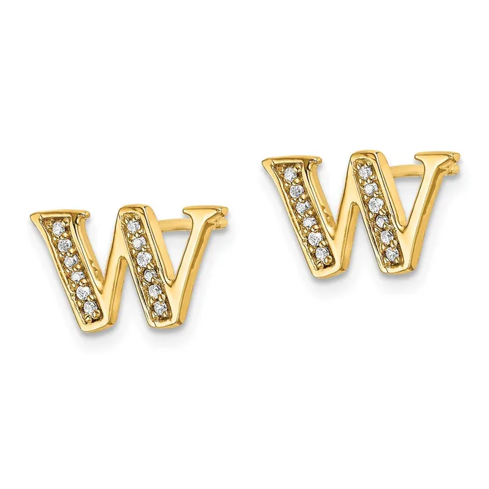 WB Choice Jewelry 14k Diamond Initial W EarringsWBCEM4170W010YA Earrings WB Choice Jewelry 14k Diamond Initial W EarringsWBCEM4170W010YA Earrings