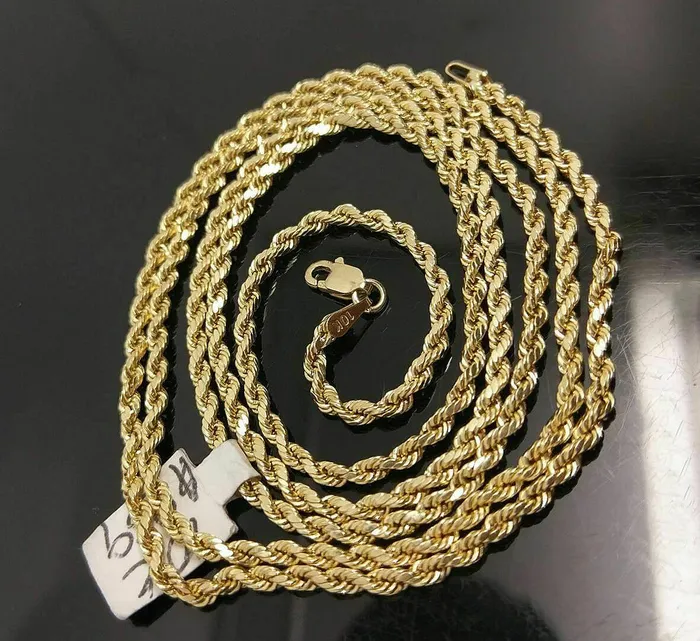 10k Gold Trap House Charm Pendant 25mm Rope Chain 18 20 22 24 26 28 Inch Gold and Diamond Charm Necklaces