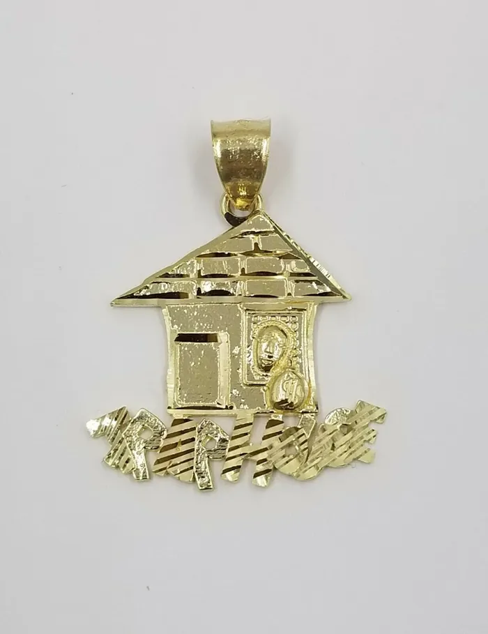 10k Gold Trap House Charm Pendant 25mm Rope Chain 18 20 22 24 26 28 Inch Gold and Diamond Charm Necklaces