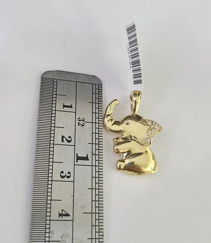 10K Real Yellow Gold Elephant Charm Pendant Gold 10kt Genuine Gold and Diamond PreStyled Sets