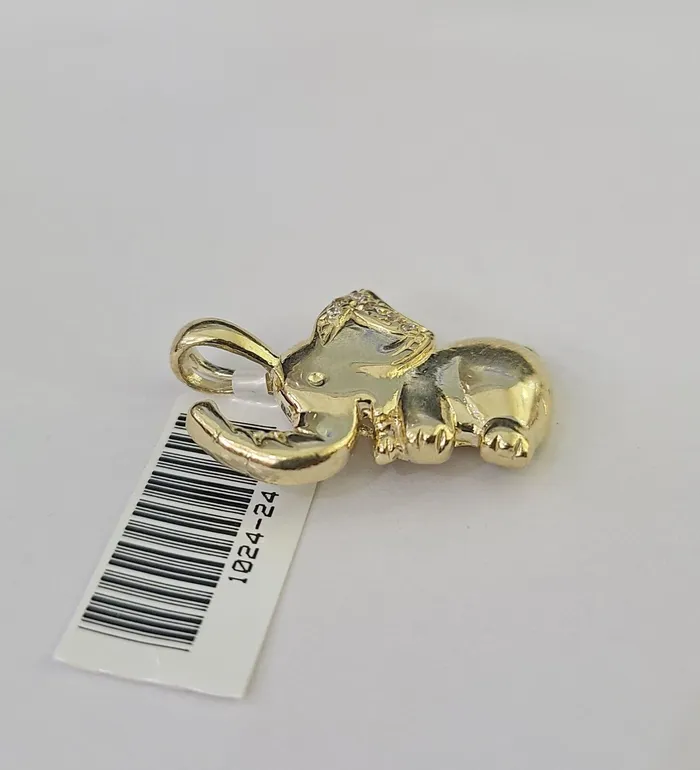 10K Real Yellow Gold Elephant Charm Pendant Gold 10kt Genuine Gold and Diamond PreStyled Sets