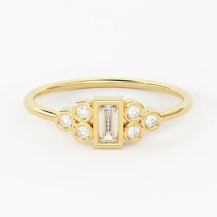 Engagement Ring 14K Gold Round Cut Bezel Set Diamond Engagement Ring Unique Engagement Ring Baguette Natural Diamond Ring Jalvi Co Rings Engagement Ring 14K Gold Round Cut Bezel Set Diamond Engagement Ring Unique Engagement Ring Baguette Natural Diamond Ring Jalvi Co Rings