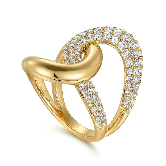 Independent Jewellers Rings 14kt Yellow Gold Diamond Interlocking Ladies Ring