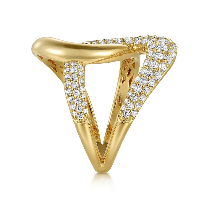 Independent Jewellers Rings 14kt Yellow Gold Diamond Interlocking Ladies Ring