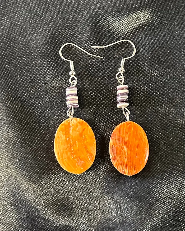 Orange Spiny Beautiful Dangle Earrings Ren McCully Earrings Orange Spiny Beautiful Dangle Earrings Ren McCully Earrings
