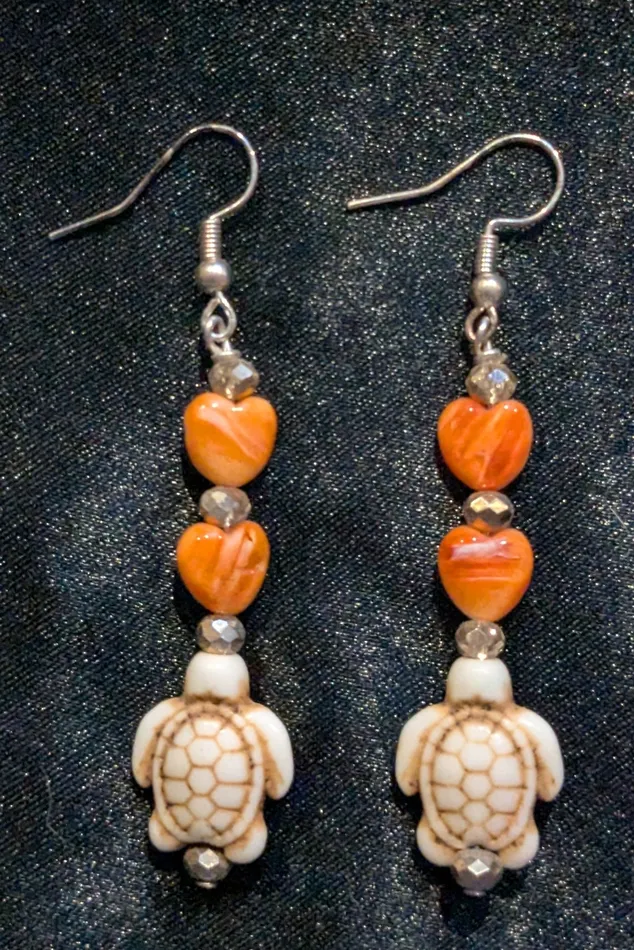 Orange Spiny Beautiful Dangle Earrings Ren McCully Earrings Orange Spiny Beautiful Dangle Earrings Ren McCully Earrings