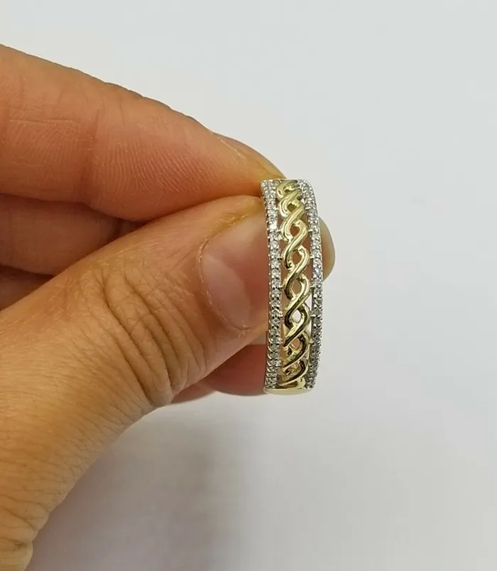 Rings 10k Yellow Gold Diamond Wedding Engagement Ring Cuban Style For Mens 016CT Gold and Diamond