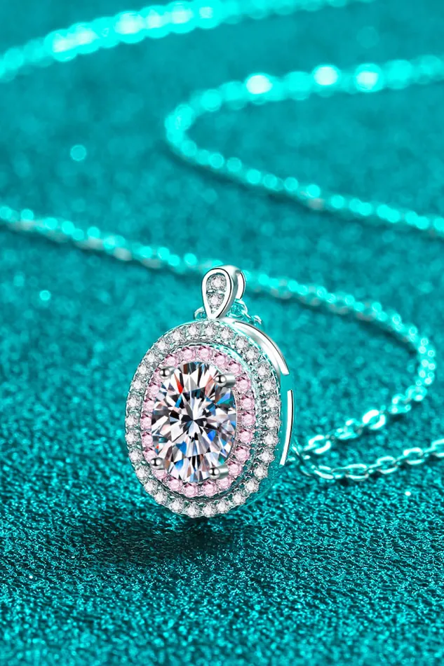 Trendsi Necklaces 925 Sterling Silver RhodiumPlated 1 Carat Moissanite Pendant Necklace